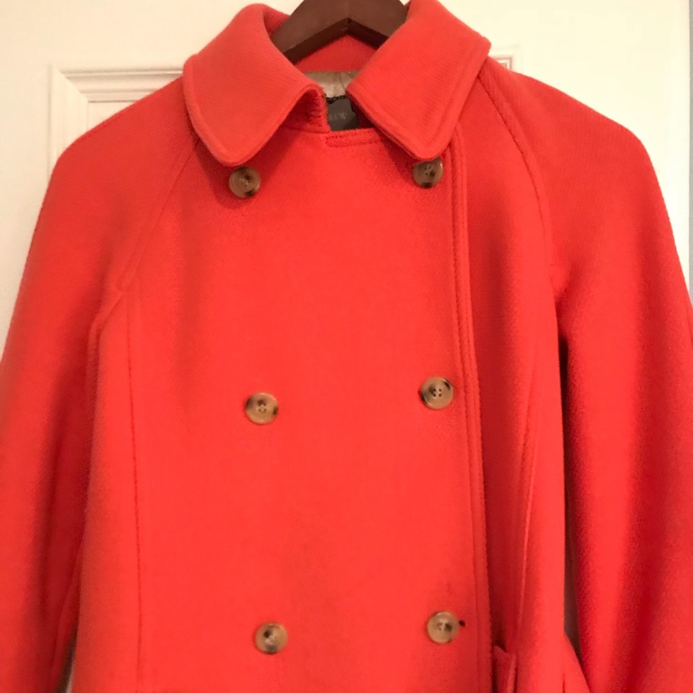Jcrew stadium cloth peach long pea coat